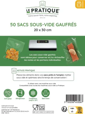 Image de Sac sous vide 20x30cm gauffre X50