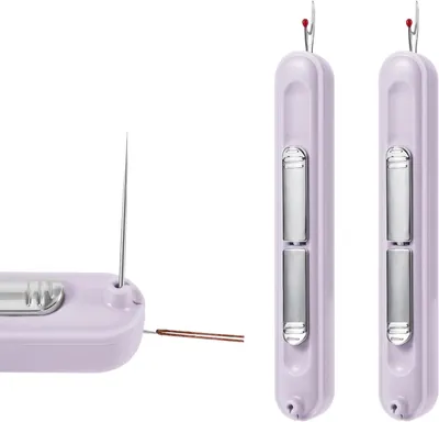 Produktbild von 2 Stück 2-in-1 Nadeleinfädler und Nahttrenner, Werkzeuge zum Einfädeln und Entfernen von Fäden (Lila)