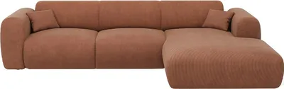 Produktbild von Großes Ecksofa rechts aus terrakottafarbenem Velours - POGNI by Pascal Morabito