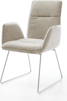 Produktbild von DELIFE Esszimmerstuhl Vinja-Flex Webstoff Soft Beige Kufengestell Edelstahl