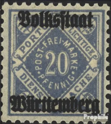 Produktbild von Briefmarken Württemberg 1919 Mi D140b mit Falz Ziffern in Raute