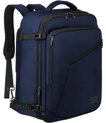 Image de Sac à dos de voyage, bagage cabine, avion, 40 litres, extensible, 50x35x20 cm, pour hommes et femmes, couleur bleue