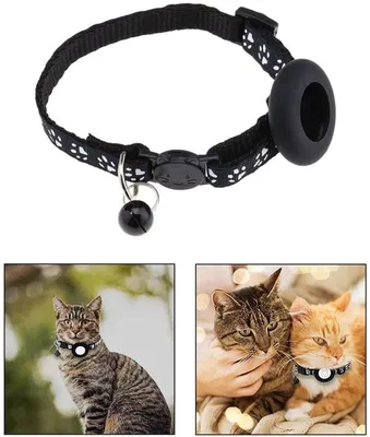 Katzenhalsband mit wasserdichter Tracker-Halterung - Katzenhalsband mit Sicherheitsverschluss - Katzenhalsband mit Glöckchen