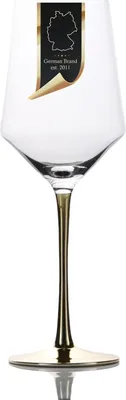 Zdjęcie produktu dla Intirilife kieliszek do wina z nóżką w kolorze złotym - pojemność 380 ml - czerwone wino białe wino kieliszek do wina szkło kryształowe odporne na wstrząsy