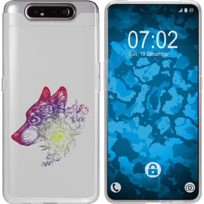 Produktbild von PhoneNatic Case kompatibel mit Samsung Galaxy A80 Silikon-Hülle Floral Wolf M3-5