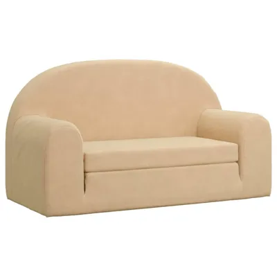 Produktbild von vidaXL 2-Sitzer Kindersofa mit Schlaffunktion Creme Weicher Plüsch