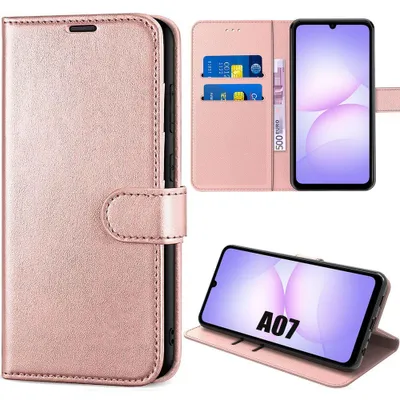 Image de Coque pour Samsung Galaxy A07, Protection Intégrale Anti-Rayures Antichoc Synthécuir Luxe Rose