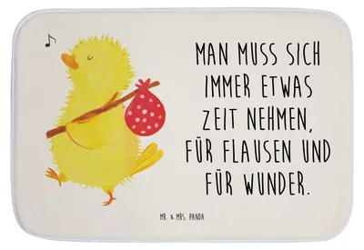 Produktbild von Mr. & Mrs. Panda Badezimmerteppich Küken Wander - Weiß - Geschenk, Frohe Ostern, duschmatte, Reisen, Zeit, Ei, Badvorleger, Badteppich, Badematte, Ostergrüße