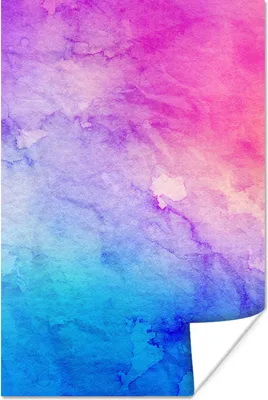 Produktbild von MuchoWow® Poster Aquarell - Rosa - Lila - Blau 80x120 cm - Papierdruck