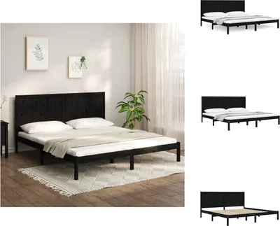 Produktbild von vidaXL Massivholzbett Schwarz Kiefer 200x200 cm -  Betten & Bettgestelle