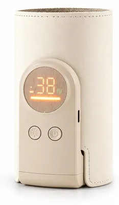 Produktbild von Kabelloser Babyflaschenwärmer, tragbarer Flaschenwärmer mit 6000 mAh, 18 W, kompakt, wiederaufladbar, Cremeweiß