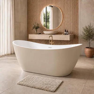 Productafbeelding van Badplaats Ligbad Alegre 170 x 78 x 68 cm – Vrijstaand Bad – Beige