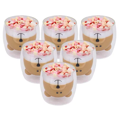 Produktbild von Süße tassen KaffeeTeegläser Trinkgläser Kaffeeglas Doppelwandige Espressotasse Bär 6 x 200 ml
