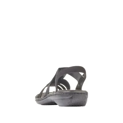 Produktbild von Rieker Damen Sandale T-Riemen Gummizug Stretch 60870, Größe:39 EU, Farbe:Schwarz