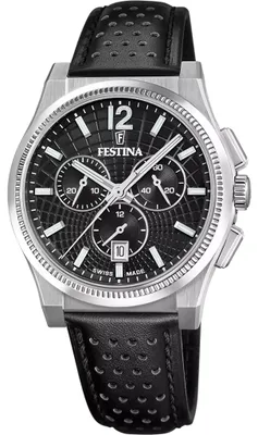 Produktbild von Festina Herrenuhr Swiss Made Armbanduhr Leder schwarz UF20060/4