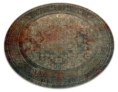 Image de Tapis en laine OMEGA MAMLUK cercle - Rosette vintage émeraude vert cercle 135 cm