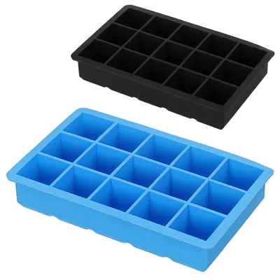 Produktbild von Eiswürfelform 2er Set 19x22x4cm Silikon schwarz blau Gefrierform Küchenzubehör Eiswürfelmaker BPA frei lebensmittelecht 15 Würfel