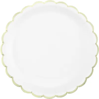 Produktbild von 8 Pappteller Weiß Gold Gewellt 23 cm -