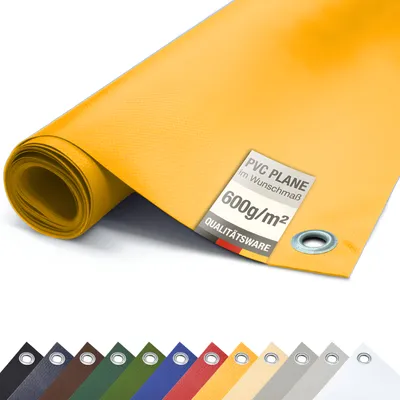Produktbild von PVC LKW Plane 600g/m² mit Ösen Abdeckplane Schutzplane matt (Gelb, 3,2m x 6m)