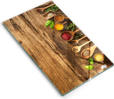 Produktbild von Glasschneideplatte - Herdabdeckplatte - 30x52 cm - Schneidebrett - Spritzschutz - Holzgewürze