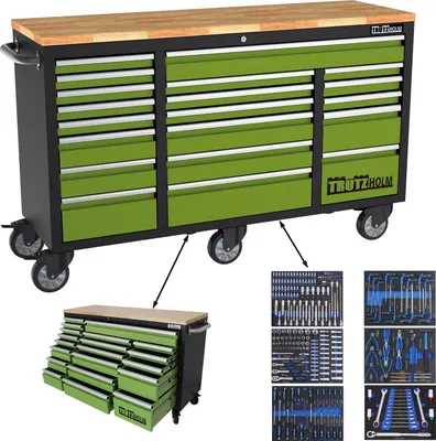 Produktbild von Werkstattwagen Deluxe XXL 254tlg. 161x92,5 cm 20 Schubladen Rollenschrank Werkzeugwagen