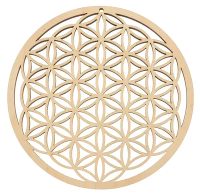 Holz-Wandkunst Heilige Geometrie, 14 cm, Meditationsdeko