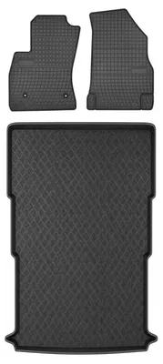 Productafbeelding van Rubberen automatten + kofferbakmat voor Fiat Doblo II 2009-2020 – 3-delig, zwart, op maat – Wielganizator SolidPRO