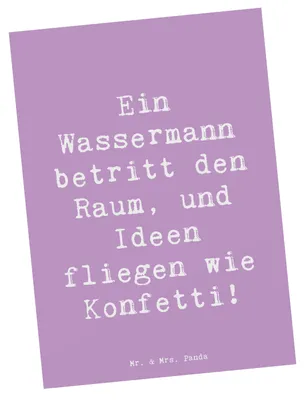 Produktbild von Mr. & Mrs. Panda Postkarte Spruch Wassermann Ideenflug - Lavendeltraum - Geschenk, Fotokarte, Tierkreiszeichen, Grußkarte, Inspiration, Geschenke, Sternzeichen, Ideen