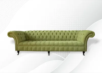 Obrázek produktu pro Zelená čtverosetová pohovka, pohodlná, s prostorným sedadlem, nábytek, velké pohovky, sedačka, 265 cm