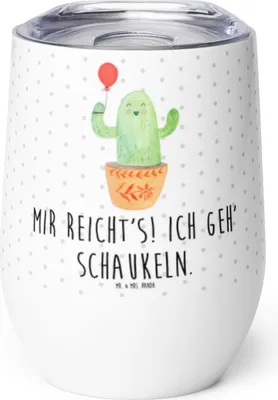 Produktbild von Mr. & Mrs. Panda Thermo Becher Kaktus Luftballon - Weiß - Geschenk, Stress, Freund, Prüfung, Thermobecher, thermosbecher, Ausbildung, glühweinbecher, kaffee tasse