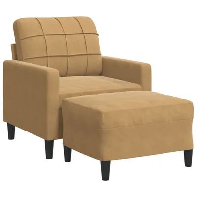 Image de Fauteuil avec repose-pied Marron 60 cm Velours