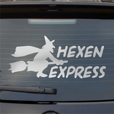 Produktbild von Heckscheibenaufkleber Hexen Express 54x24 cm Silber Auto Aufkleber Sticker