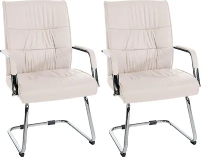 Produktbild von CLP 2er Set Besucherstühle Sievert Freischwinger mit Metallgestell und Bodenschoner creme