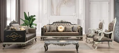 Produktbild von Casa Padrino Luxus Barock Wohnzimmer Set - 2 Sofas & 2 Sessel & 1 Couchtisch - Handgefertigte Wohnzimmer Möbel im Barockstil - Edel & Prunkvoll