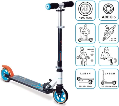 Produktbild von muuwmi Aluminium Scooter 125 mm schwarz-orange-weiß