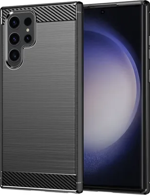 Produktbild von Techsuit Carbon Silicone Back Cover Hülle für Samsung Galaxy S23 Ultra - Schwarz