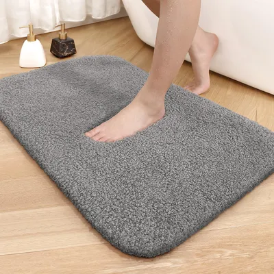 Produktbild von Rutschfeste Badewannenmatte Badezimmerteppich Weich Saugfähig Grau 50x80 cm