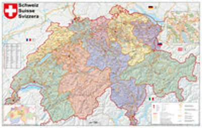 Produktbild von Schweiz Postleitzahlen 1 : 400 000. Wandkarte laminiert Poster