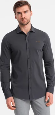 Obrázok produktu pre Ombre Clothing Pánska košeľa s dlhým rukávom Tatsuya grafitová S