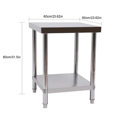 Produktbild von Küchenarbeitstische 2 Lagen Edelstahl Tisch Lebensmittelzubereitung Küchentisch 60*60*80cm