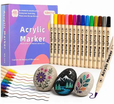 Obrázok produktu pre Akrylové vodoodolné fixky na textil a kamene, 48 ks