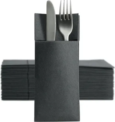 Produktbild von 1250 Softpoint Besteckservietten Bestecktaschen schwarz