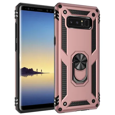 Obrázek produktu pro Galaxy Note 8 Pouzdro s Kroužkem, Dvouvrstvé Tvrdé PC TPU, Nárazuvzdorné Pouzdro s Stojánku pro Samsung Galaxy Note 8 Růžové zlato