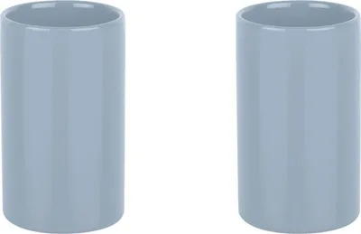 Produktbild von spirella Zahnputzbecher Tube Keramik hellblau 2er Set