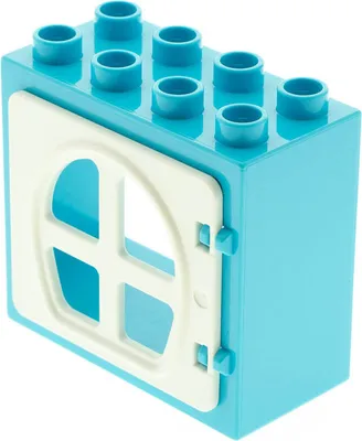 Produktbild von 1x Lego Duplo Fenster Rahmen klein 2x4x3 azur blau Tür 1x4x3 weiß 26249 61649