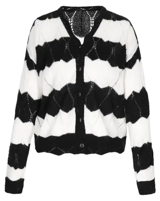 Image de Gilet en tricot pour femmes ALBEE - noir et blanc, taille M/L
