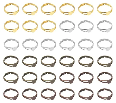 40 verstellbare flache Ringe, 6 mm, Kupfer, DIY-Schmuck