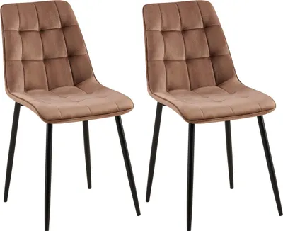 Produktbild von 2er Set Esszimmerstuhl DARID - Samt Braun 47x61x89 cm | Essstühle Esszimmerstühle Küchenstühle Wohnzimmerstühle