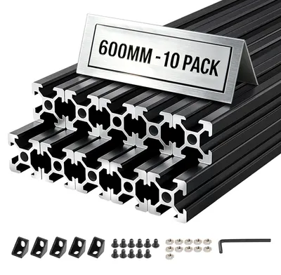 Produktbild von VEVOR 2020 Aluminium Profile 10 Stk. 60 cm, Eloxierte T-Nut-Aluprofile nach EU-Standard, Hochfestes Strangpressprofil, Aluminiumschiene für 3D-Druckerteile, CNC-DIY-Werkbänke und Montage, Schwarz