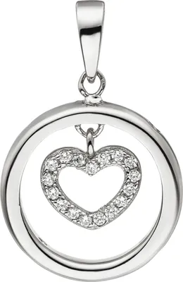 Produktbild von JOBO Anhänger Herz Herzen 925 Sterling Silber 21 Zirkonia Silberanhänger Silberherz